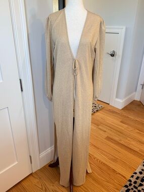 Luli Fama Gold Shimmer Knit Cardigan